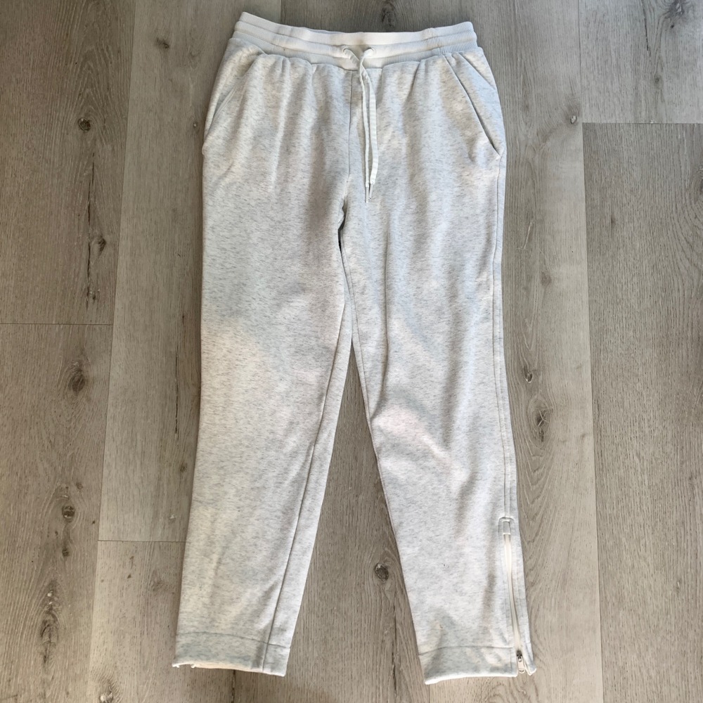 Athleta Womens Grey Heathered Fleece‎ Ankle Zip Joggers Sweatpants Small